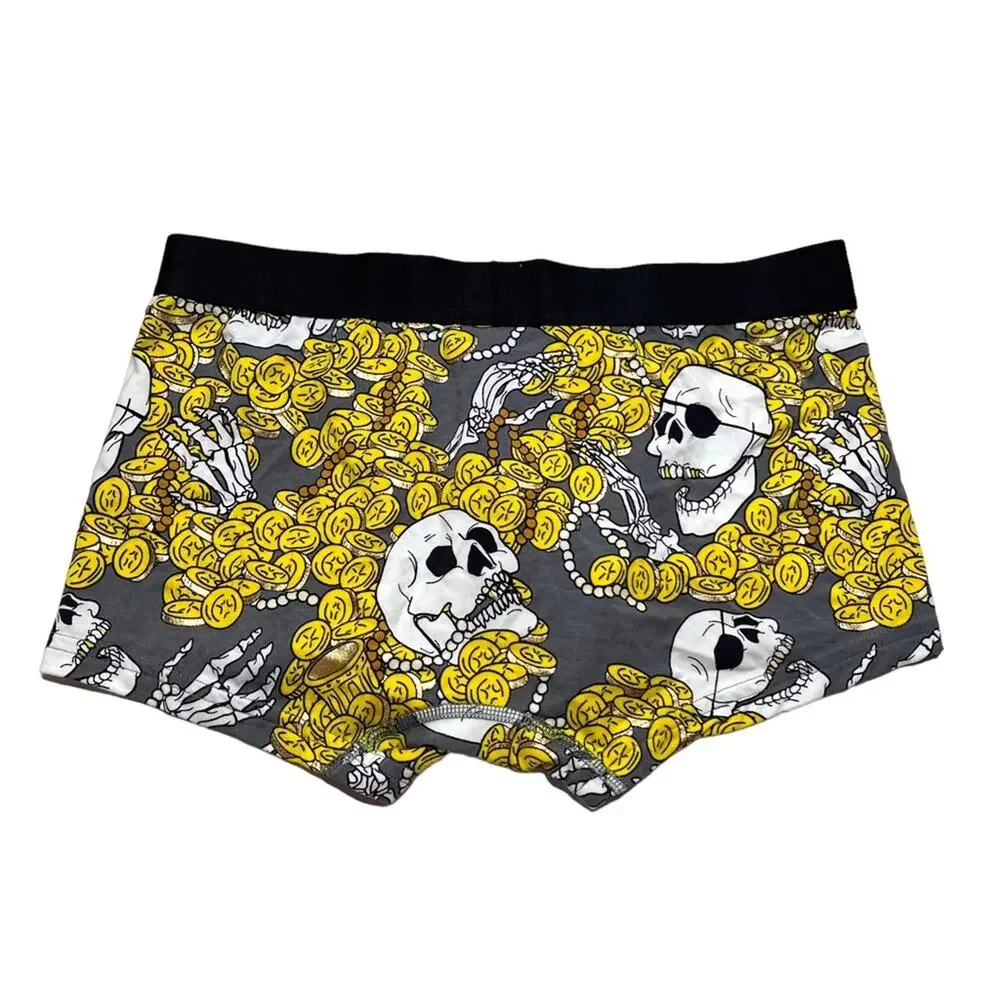 MeUndies Skull Gold Coins Shimmer Pirate Print Trunk Underwear Size Small